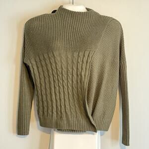 Xhilaration Olive Cable Knit Sweater L Wrap Front Cozy